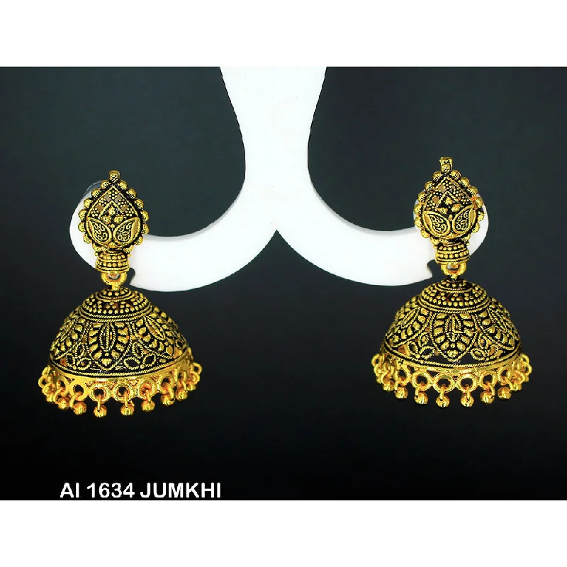 women’s diamond stud earrings-Mahavir Gold Plated Jhumki Earrings -AI Jumkhi 1634