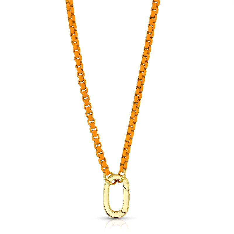 women’s birthstone chain necklaces-ORANGE ENAMEL CONNECTOR NECKLACE