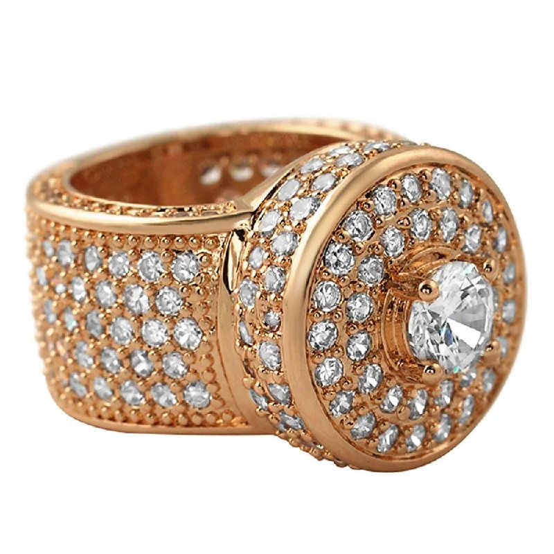 women’s gold eternity rings-Rose Gold Bling Bling Cluster Ring