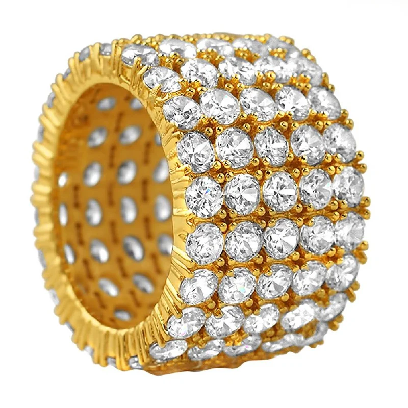 women’s gold eternity rings-5 Row CZ Eternity Gold Ring