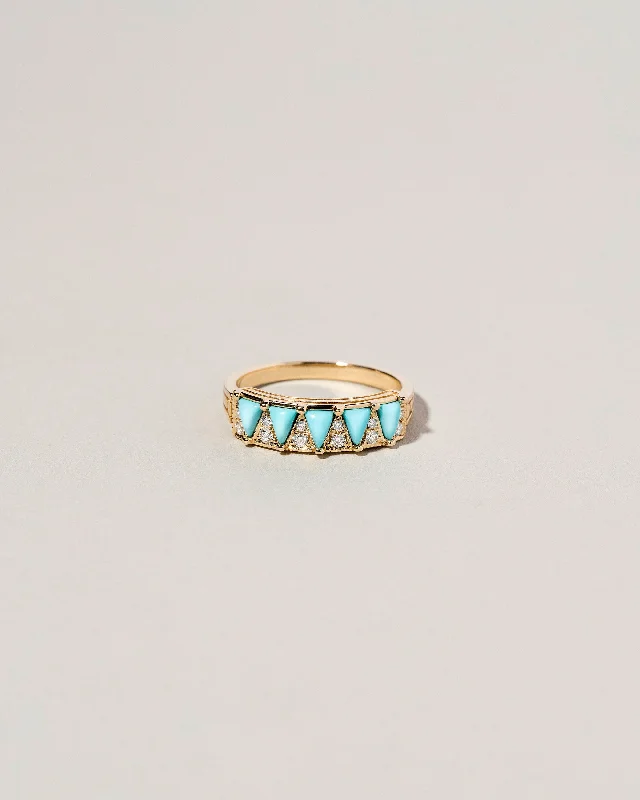 women’s statement fashion rings-Five Triangle Ring - Turquoise