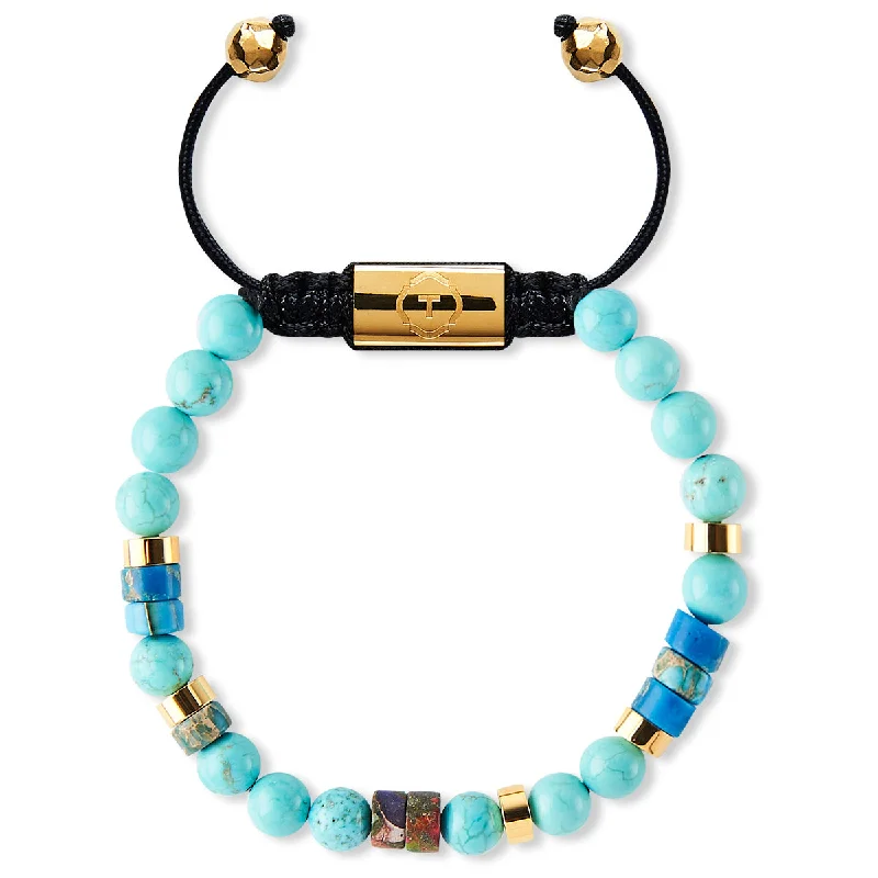 women’s stacked bangles-Turquoise Agate & Heishi GOLD