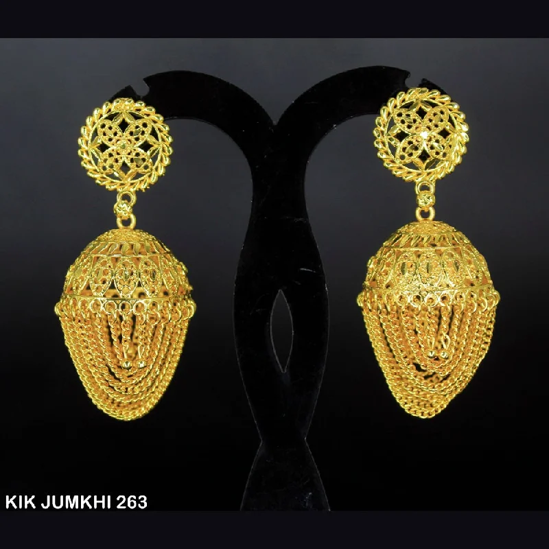 women’s zirconia earrings-Mahavir Forming Gold Plated Jhumki Earrings  - KIK Jumkhi 263