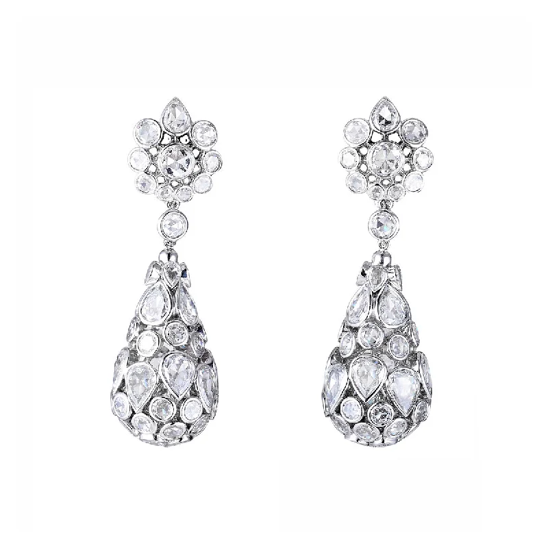 women’s classic earrings-Rose Cut Diamond Drop Earrings