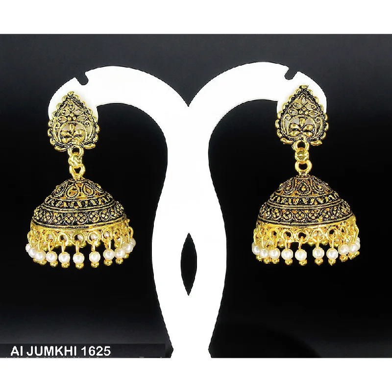 women’s platinum earrings-Mahavir Gold Plated Pearl Jhumki Earrings -AI Jumkhi 1625