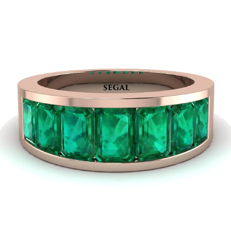 women’s princess cut diamond engagement rings-Emerald Cut Emerald Eternal Elegance Wedding Band - Shelby No. 5