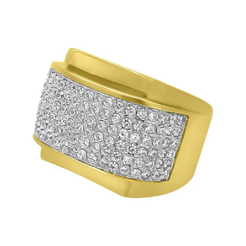 women’s birthstone stack rings-CZ Micro Pave Rounded Gold Stainless Steel Ring