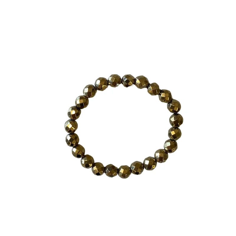 women’s simple bracelets-Gold Hematite Faceted 8mm