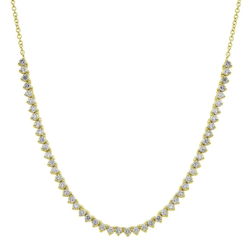 women’s silver pendant necklaces-14k Yellow Gold Diamond Tennis Chain Necklace