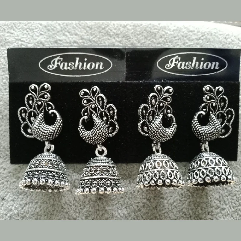 women’s elegant earrings-Tahura Oxidized Plated Pack Of 24  Jhumki Earrings ( Assorted Design ) - TAHEAR57