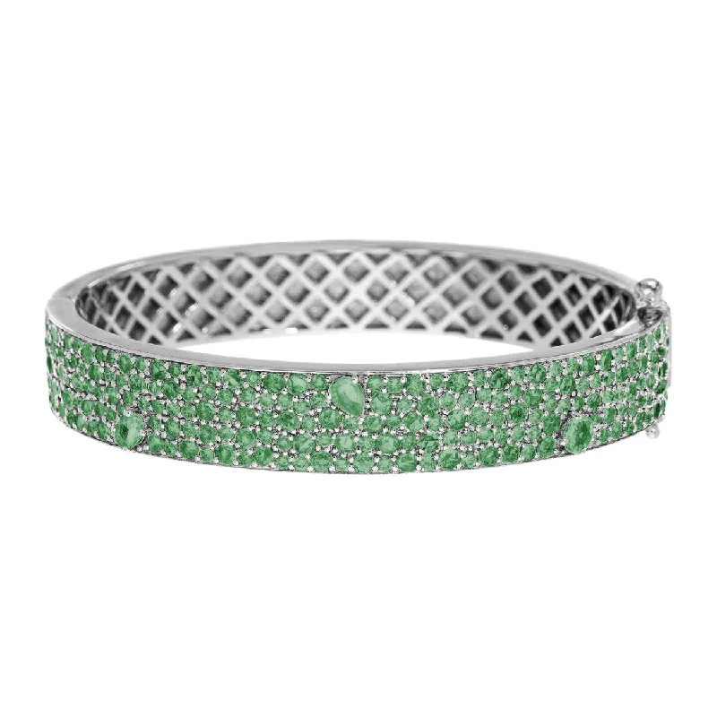 women’s unique bangles-Stardust Bangle Silver Emerald