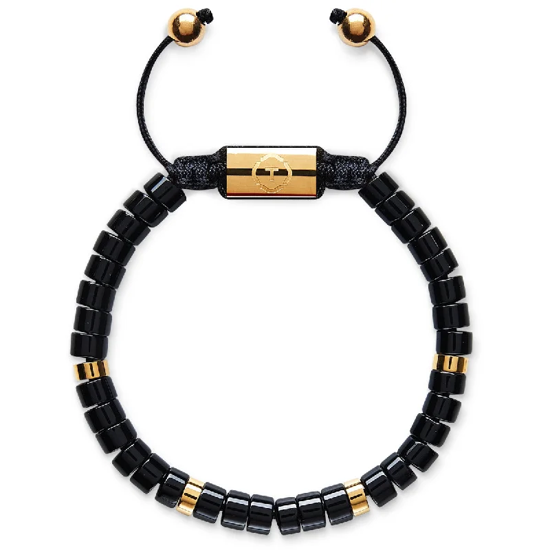 women’s cuff bangles-Heishi Onyx GOLD Bracelet