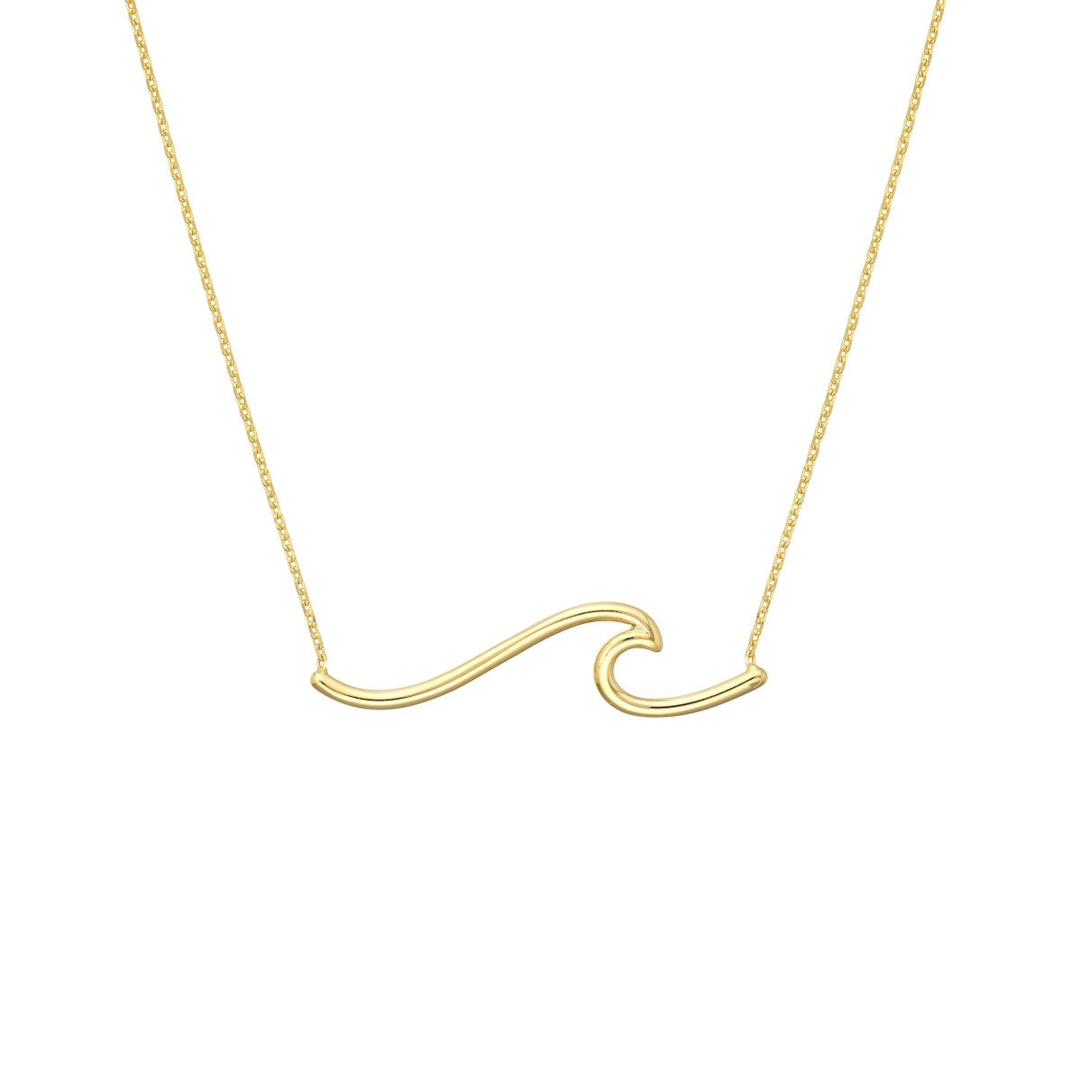 women’s diamond necklaces-14K Yellow Gold Wave Necklace