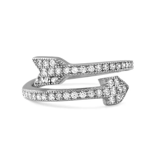 women’s unique gemstone rings-CZ Arrow Ring .925 Sterling Silver Celeb Inspired