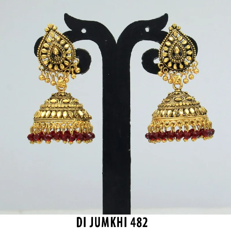 women’s custom earrings-Mahavir Gold Plated Jhumki Earrings  - DI Jumkhi 482