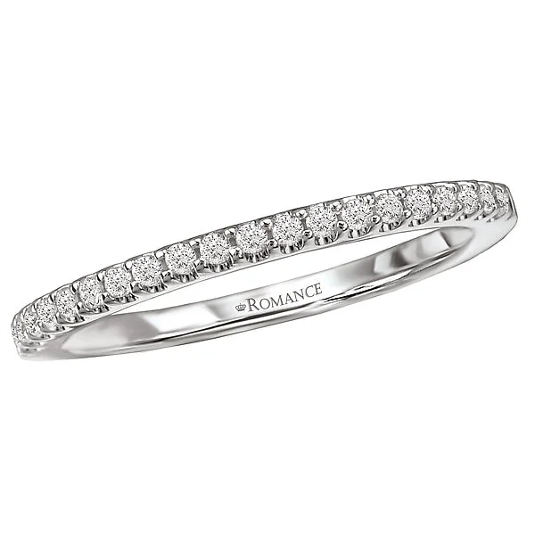 women’s retro engagement rings-14K White Gold Romance Collection Wedding Band.