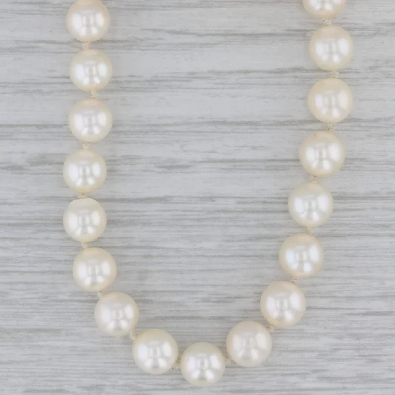 women’s diamond necklaces-Cultured Pearl Single Strand Necklace 14k Yellow Gold Clasp 24.25"