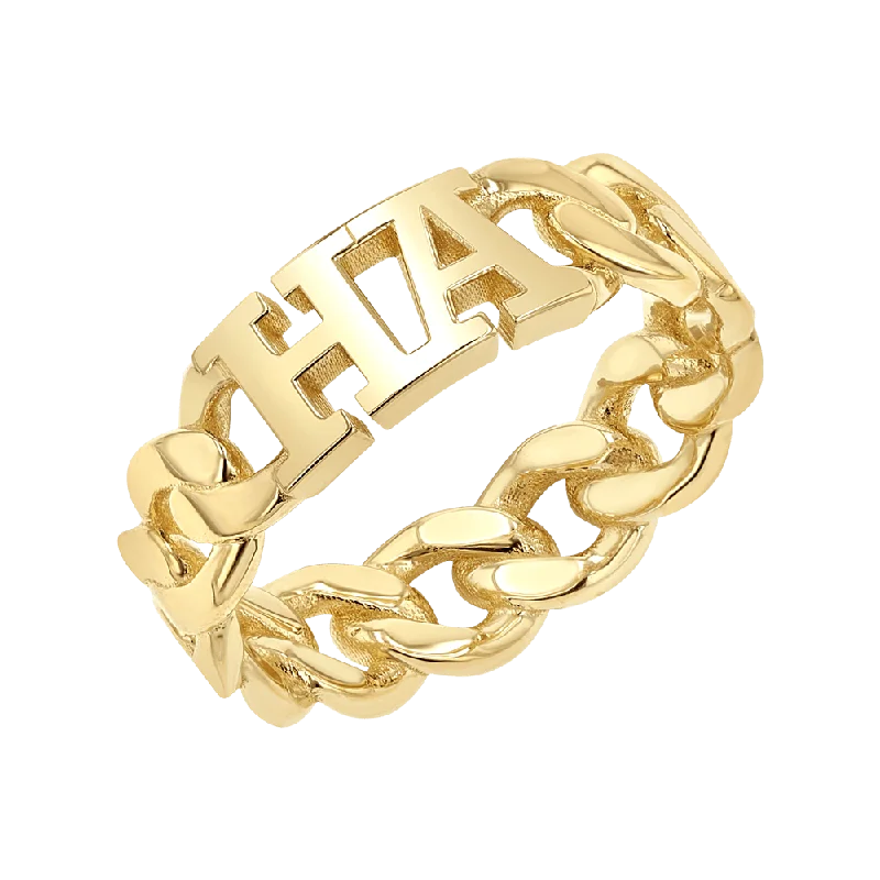 women’s classic rings-Cuban Link Custom Initial Ring