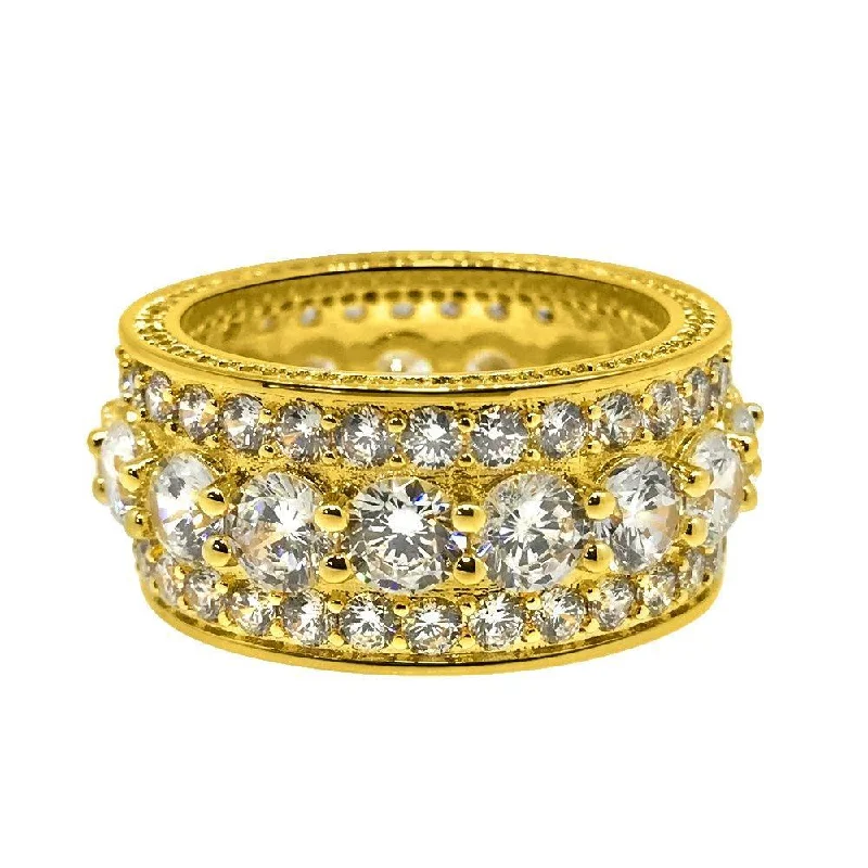 women’s statement diamond rings-Bling Bling Royal 360 Eternity Band Gold CZ Ring