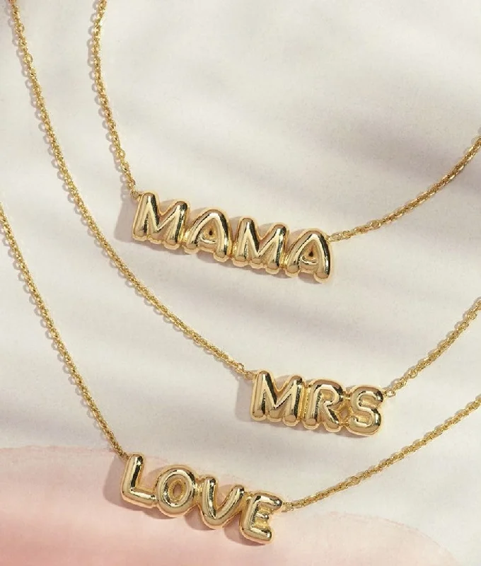 women’s chain necklaces-14K Yellow Gold "MRS" Bubble Necklace