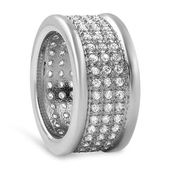 women’s heart-shaped rings-360 Micro Pave CZ Bling Bling Stainless Steel Ring