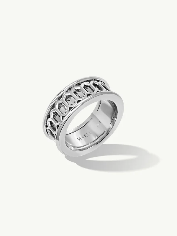 women’s thin band rings-Amanti Infinity Spinning Ring In Platinum