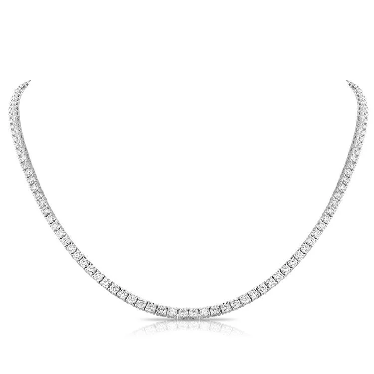 women’s thick chain necklaces-14K White Gold Diamond Tennis Necklace