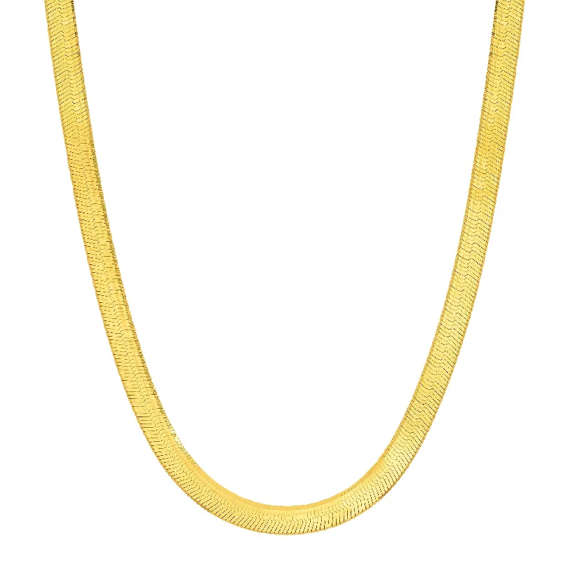 women’s pearl necklaces-HERRINGBONE CHAIN NECKLACE, GOLD BR