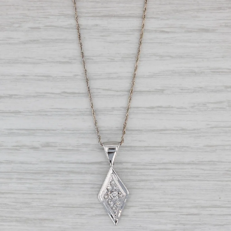 women’s initial pendant necklaces-0.20ctw Diamond Pendant Necklace 14k White Gold 19.5" Rope Chain