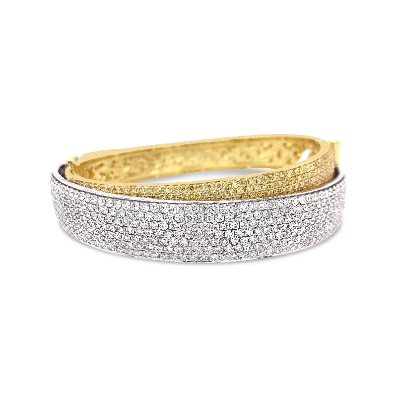 women’s silver rings-Diamond Layered Wide Bracelet