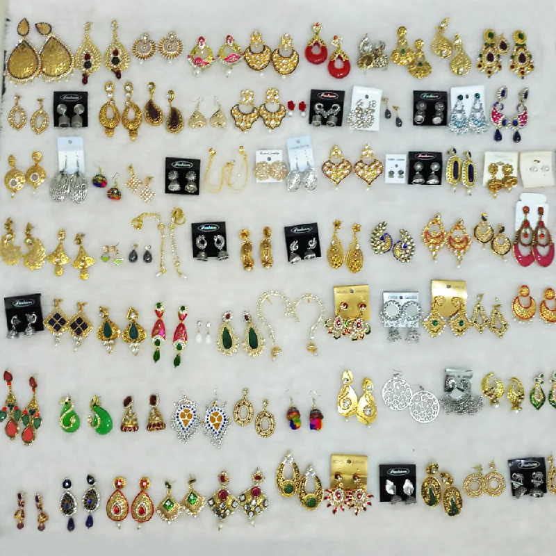 women’s crystal earrings-Pack of 100 Assorted earrings starter pack for Wholesaler at just Rs.5500/-