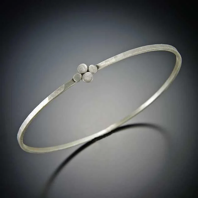 women’s charm bracelets-Silver Hammered Disk Bangle