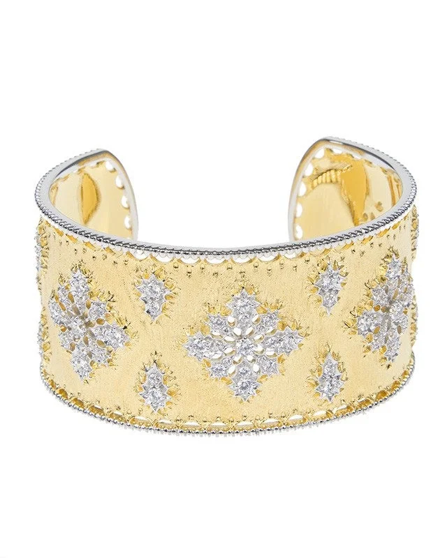 women’s bracelets-Ornate Matte Gold Cuff