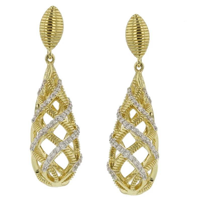 women’s clip-on earrings-Small Cage Diamond Strie Earrings