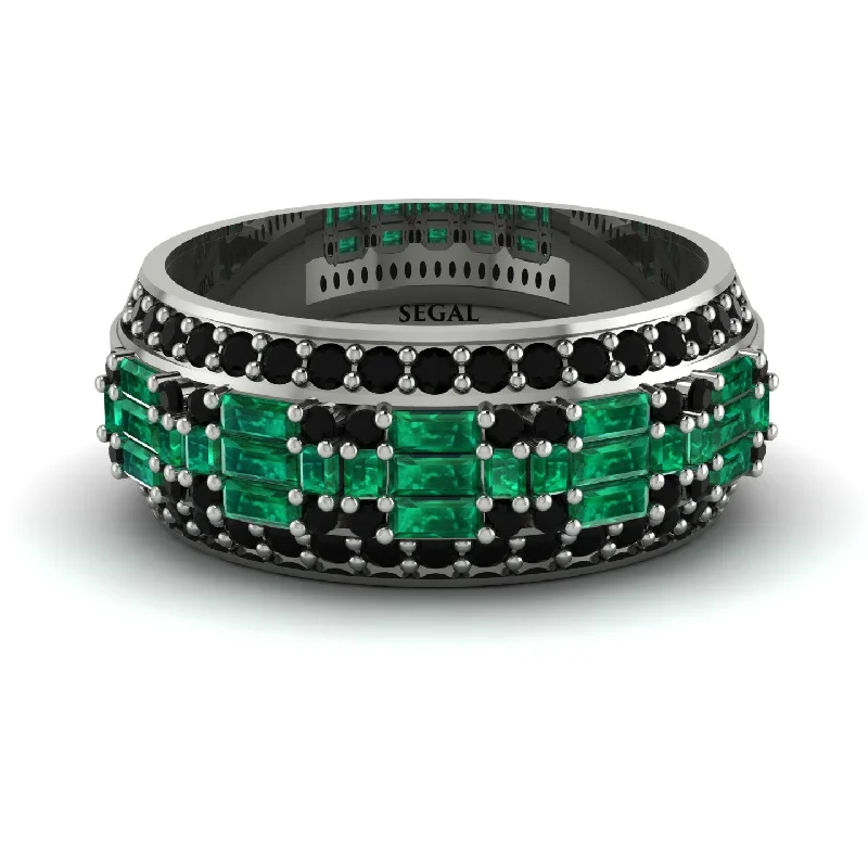 women’s diamond accented engagement rings-Baguette Emerald Eternity Wedding Band - Billy No. 36