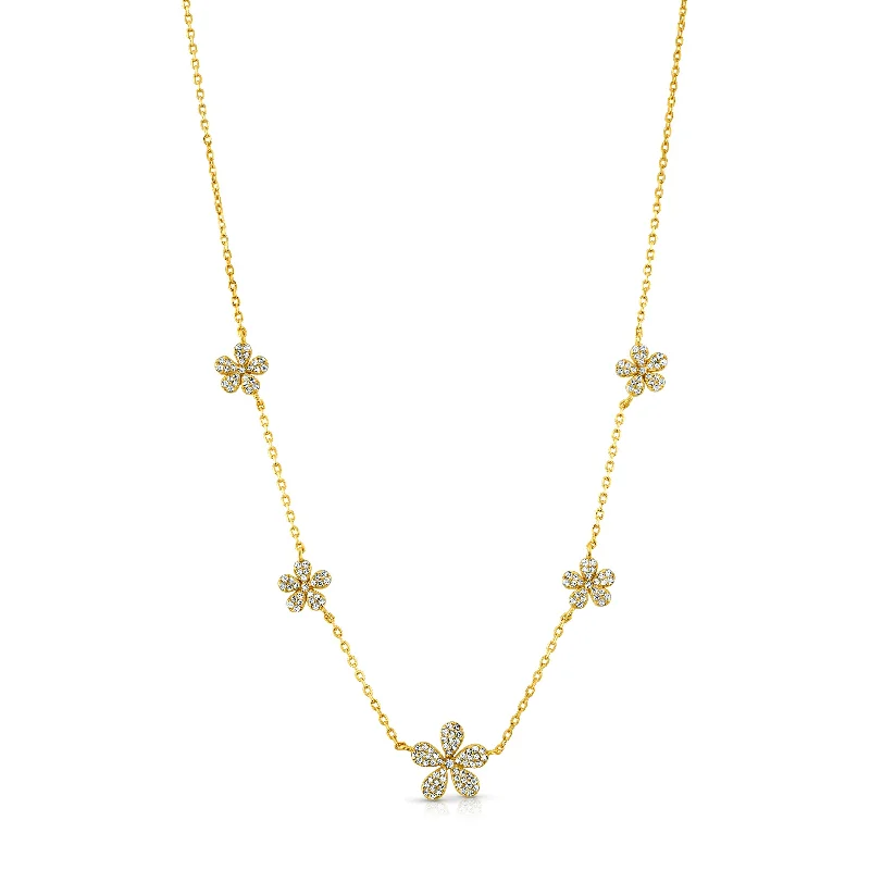 women’s luxury necklaces-SWEET DAISY DANGLE NECKLACE, GOLD