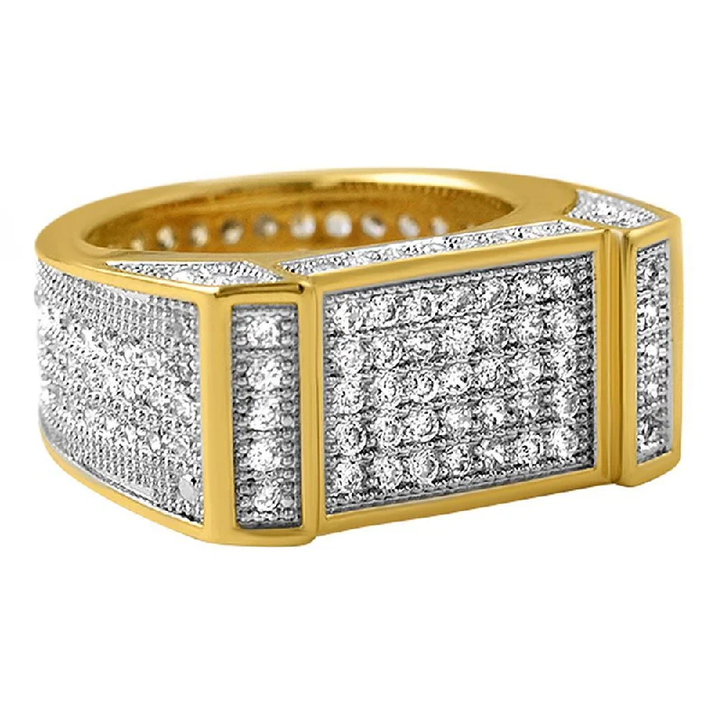 women’s wedding rings-Gold Bar CZ Bling Bling Ring