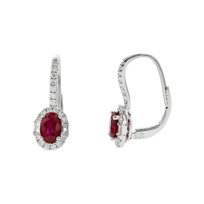 women’s sparkling earrings-Ruby and Diamond Drop Earrings