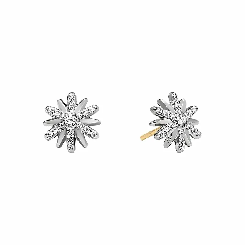 women’s radiant earrings-Petite Starburst Stud Earrings with Diamonds