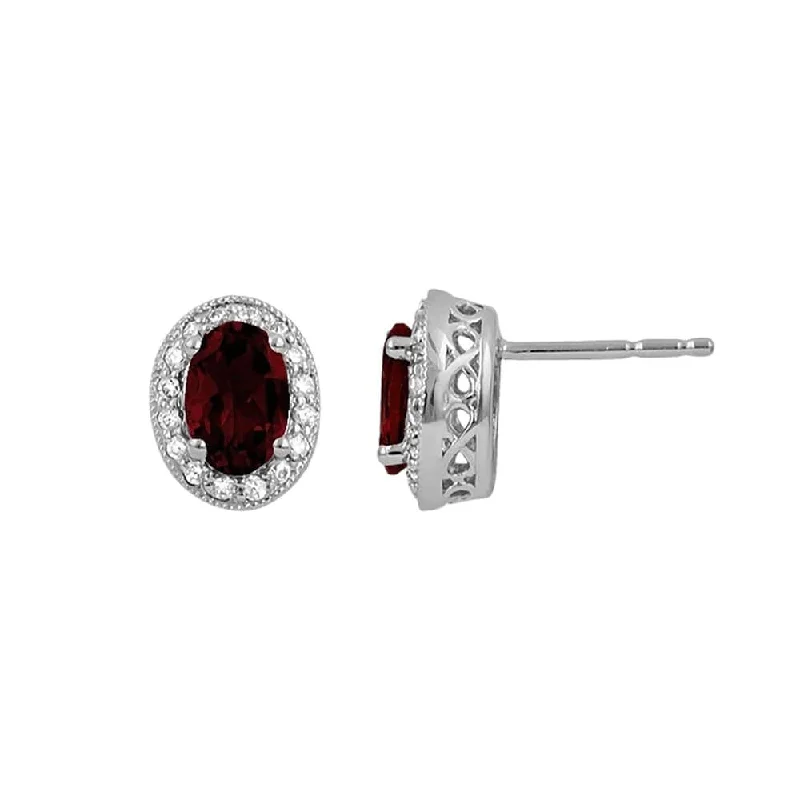 women’s diamond drop earrings-Garnet and Diamond Earrings