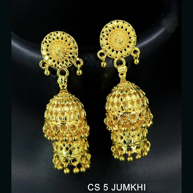 women’s stacked earrings-Mahavir Forming Gold Plated Jhumki Earrings - CS 5 Jumkhi