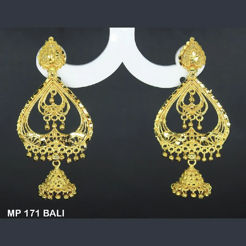 women’s artistic earrings-Mahavir Forming Gold Plated Jhumki Earrings  - MP 171BALI