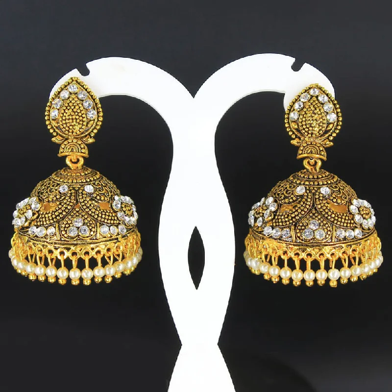 women’s vintage gold earrings-Mahavir Gold Plated White Pearl Jhumki Earrings - AI JUMKHI 1603