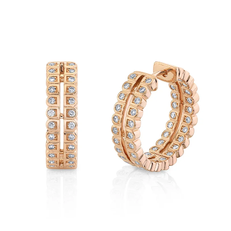 women’s stud diamond earrings-Scallop Diamond Hoop Earrings