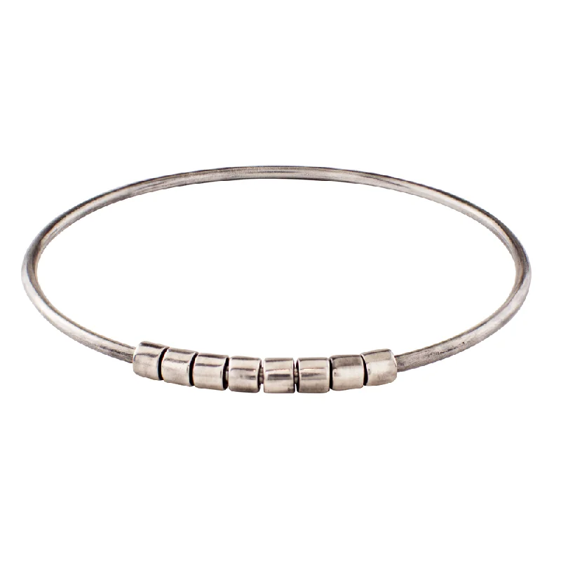 women’s simple bangles-Worry Bangle in Silver