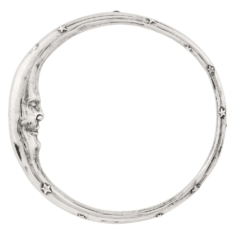 women’s bracelet with birthstones-Man in the Moon Bangle in All Silver