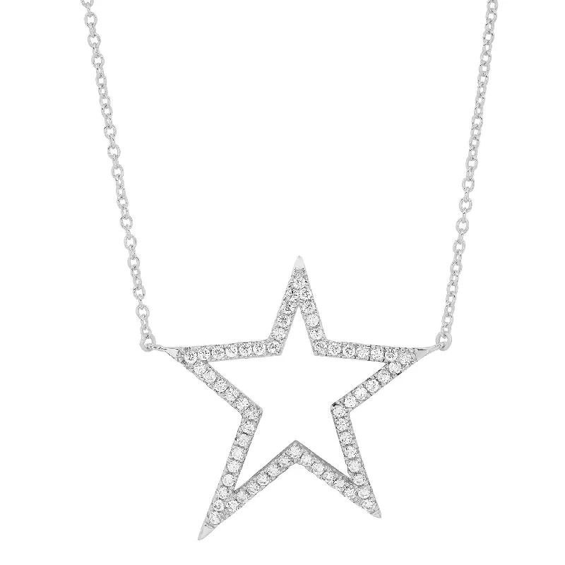 women’s designer gemstone necklaces-SHOOTING STAR NECKLACE, SILVER