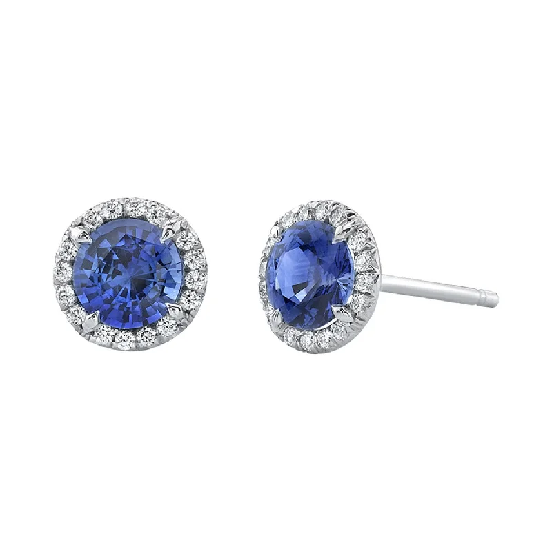 women’s hoop earrings-Sapphire and Diamond Stud Earrings