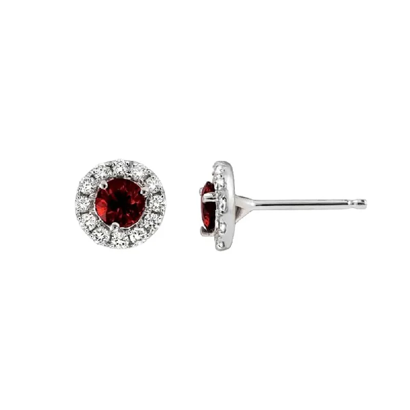 women’s chandelier drop earrings-Garnet and Diamond Halo Earrings