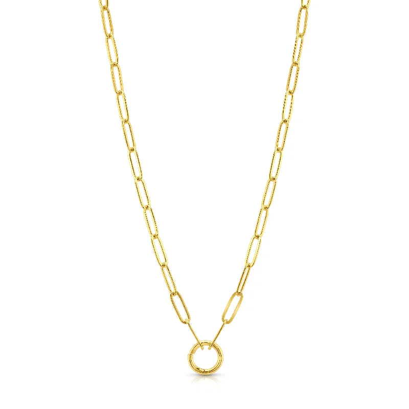 women’s designer necklaces-PAPERCLIP OPEN BAIL NECKLACE, GOLD